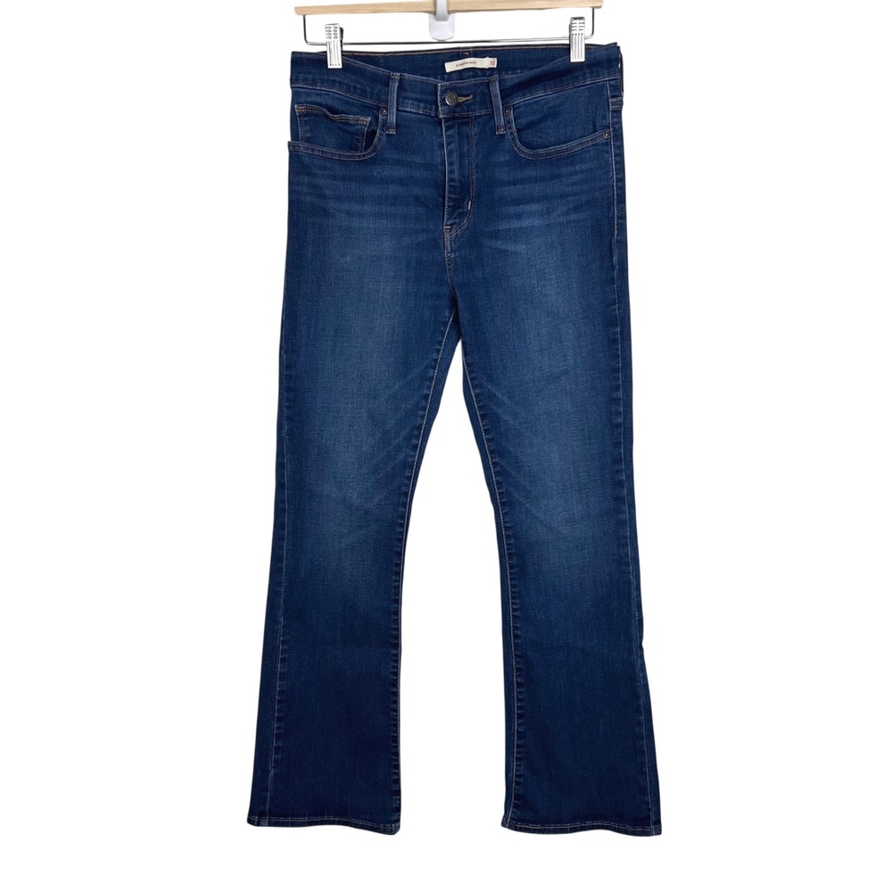 Levis Slimming Boot Cut Jeans Womens 31 Dark Wash Blue Stretch Denim Pants